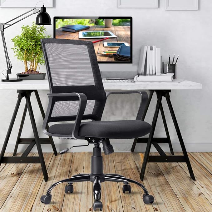 Ergonomic Office Chair Desk Chair Mid Back Computer Chair with Lumbar Support & Armrest Breathable
