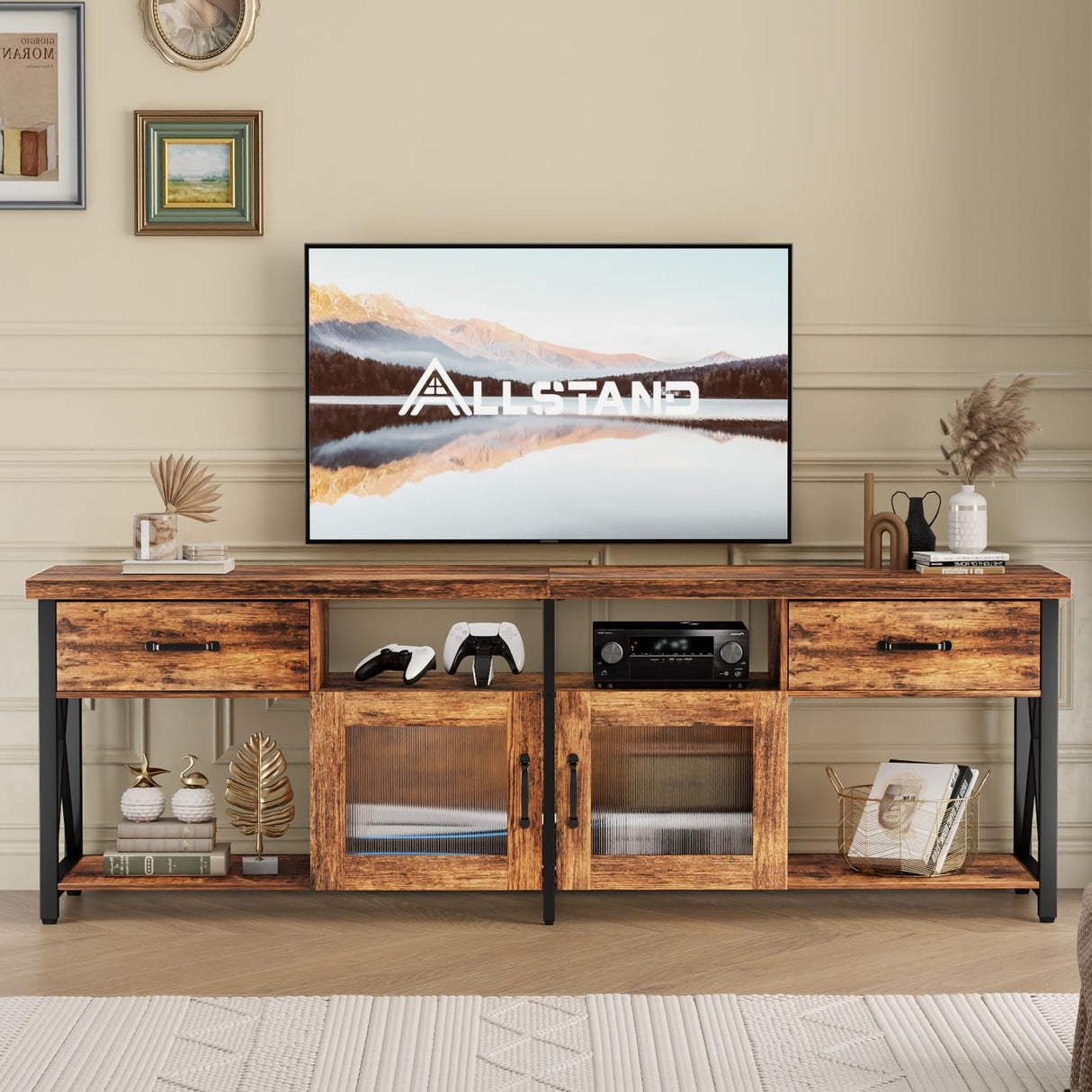 Tall TV Stand for 75 80 Inch TV, Entertainment Center
