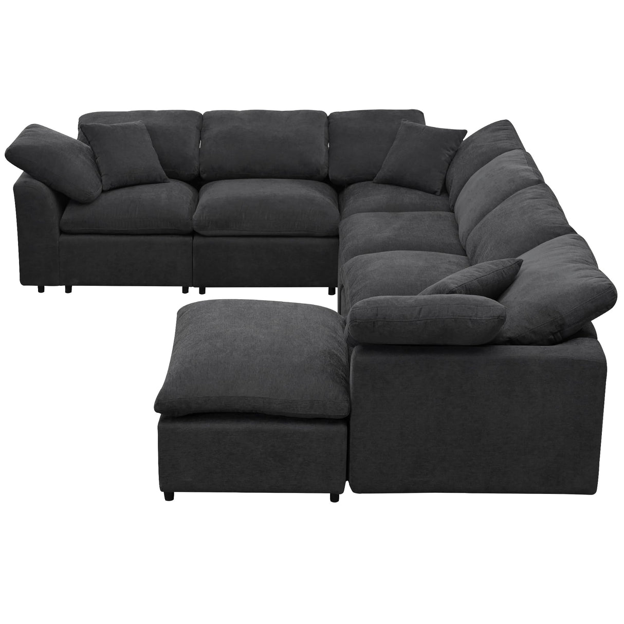 LuxeCloud 130" Oversized Modular Chenille Sectional Sofa – 7 Seater