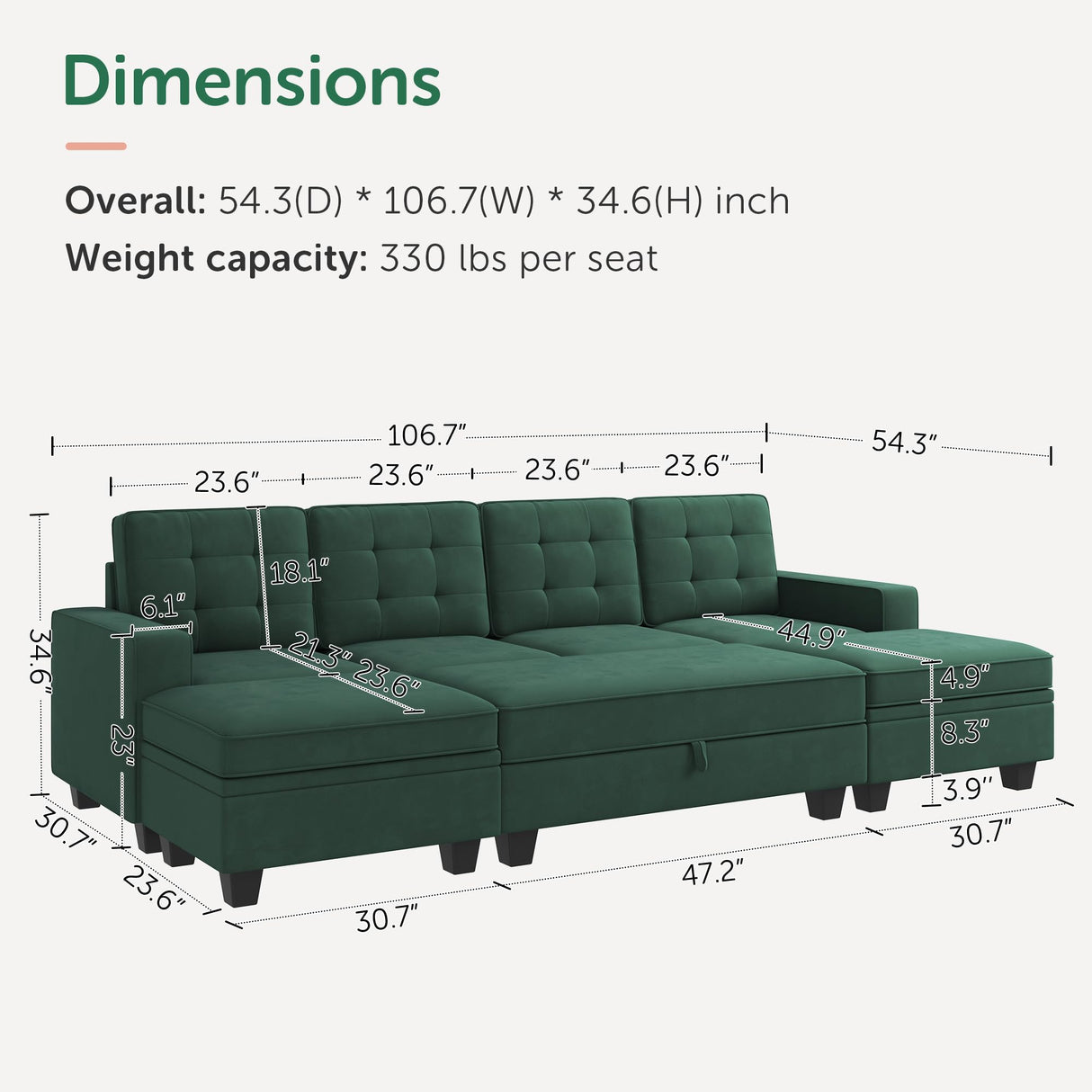 Sectional Sleeper Sofa Velvet U Shaped Couch with Storage Ottomans for Living Room