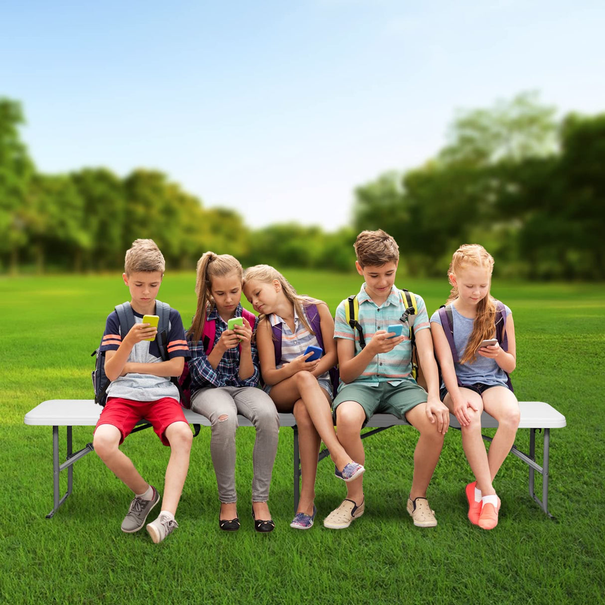 Folding Bench 6 Foot, Plastic Folding Bench Seat Portable Foldable Bench