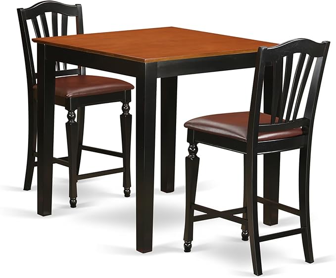 PBCH5-BLK-W 5 Piece Kitchen Counter Height Dining Table Set Includes a Square Dining