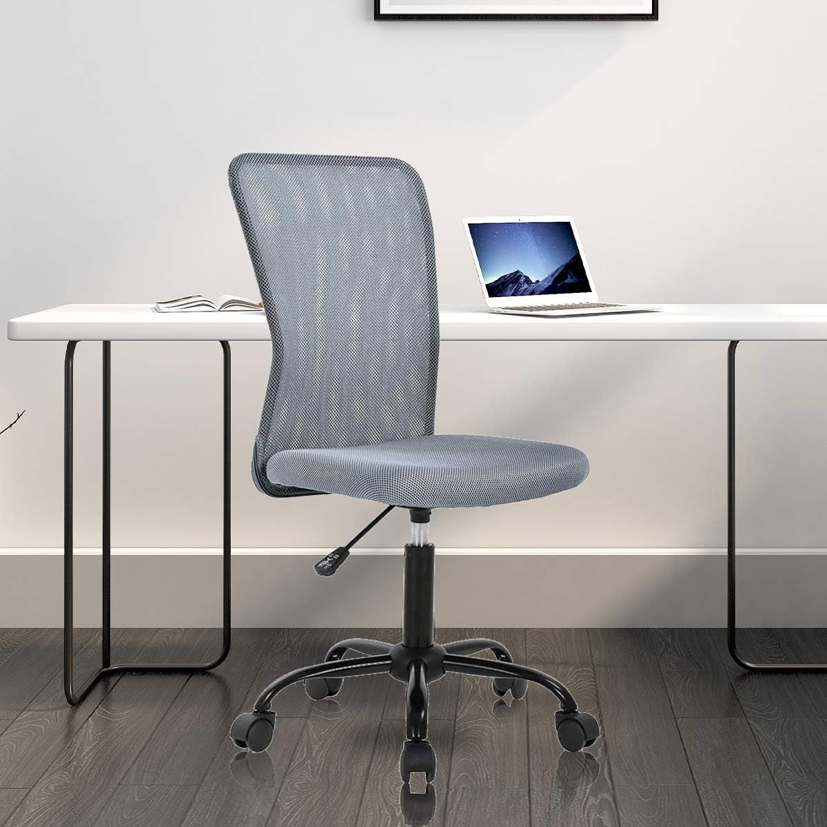Simple Mesh Office Chair, Ergonomic Office Chair Armless Home Office Chair Adjustable