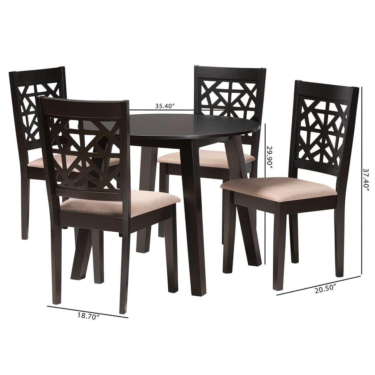 Set, 5-Piece, Beige/Dark Brown