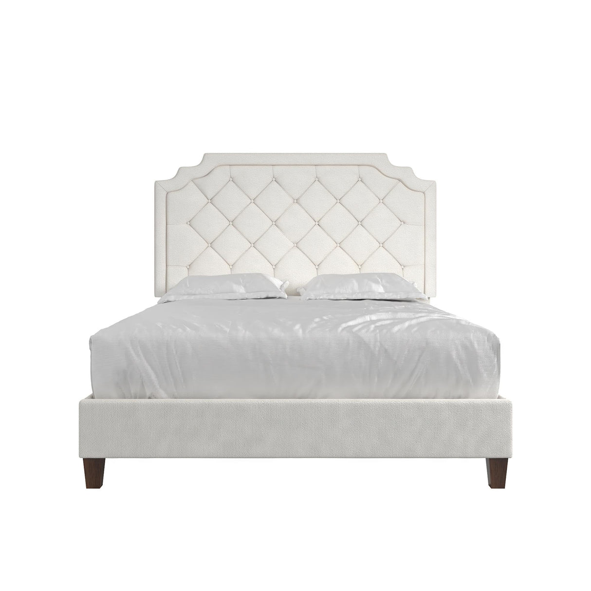 Eloise Upholstered Platform Bed Frame with Tall 56" Button Tufted Headboard