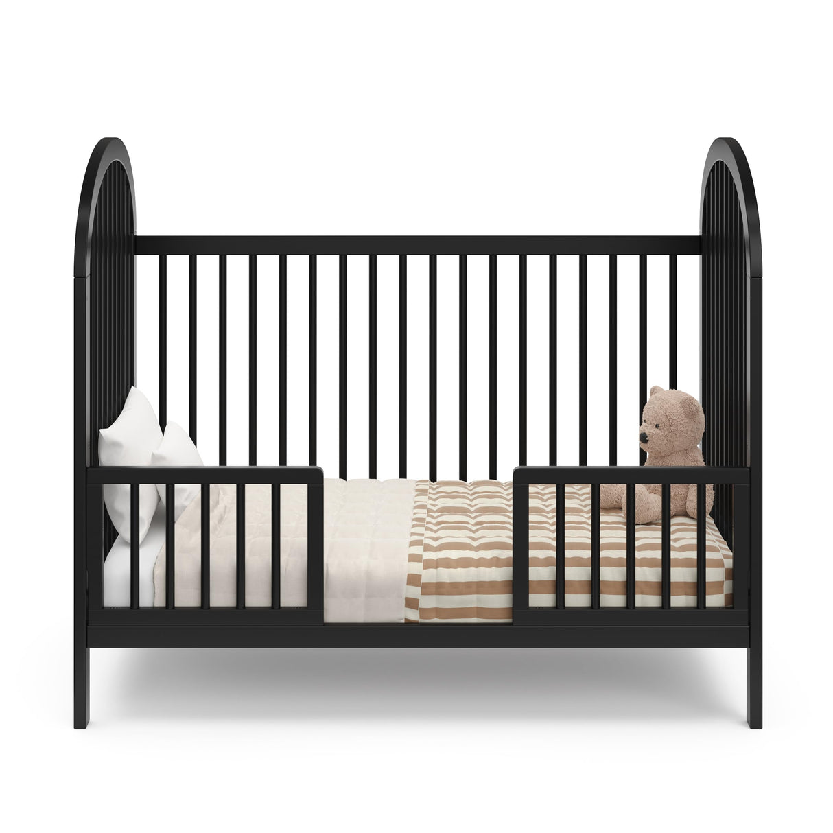 3-in-1 Convertible Crib (Black) – GREENGUARD Gold Certified, Converts to Daybed and Toddler Bed, Fits Standard Full-Size Crib Mattress, Adjustable Mattress Height, Easy-to-Match Style