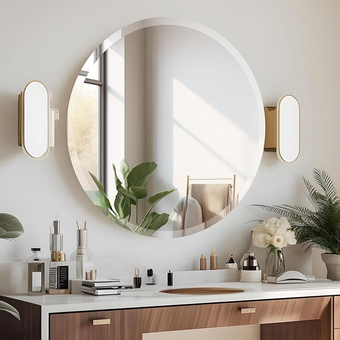 Rectangle Frameless Mirror, Beveled Bathroom Mirror