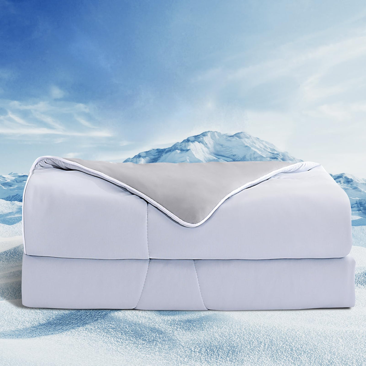 Cooling Comforter Queen Size - Summer Blue & Grey Double-Sided Cool Blanket