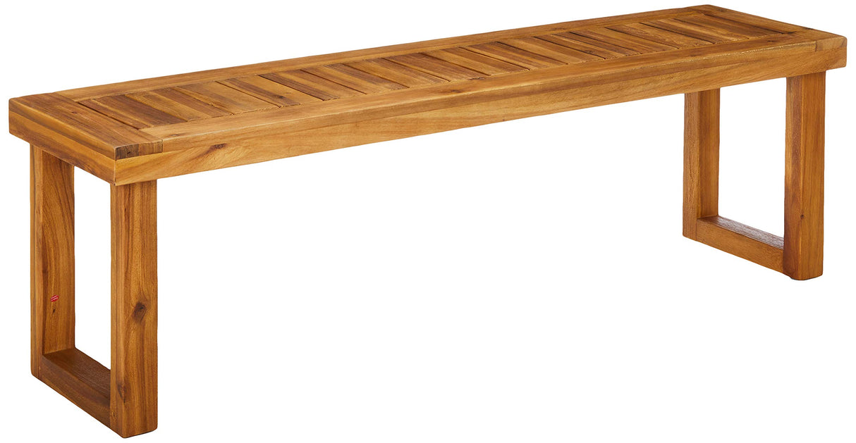 Kemp Outdoor Acacia Wood Bench, Sandblast Natural Finish