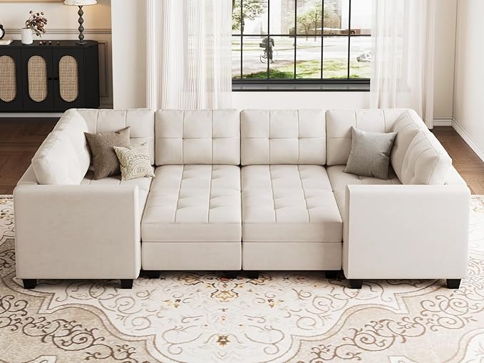 Modular Sectional Sleeper Sofa with Storage Seat Reversible Modular Couch Bed