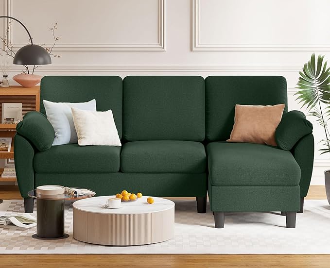 79" Convertible Sectional Sofa, Small L Shaped 3-Seat Couch