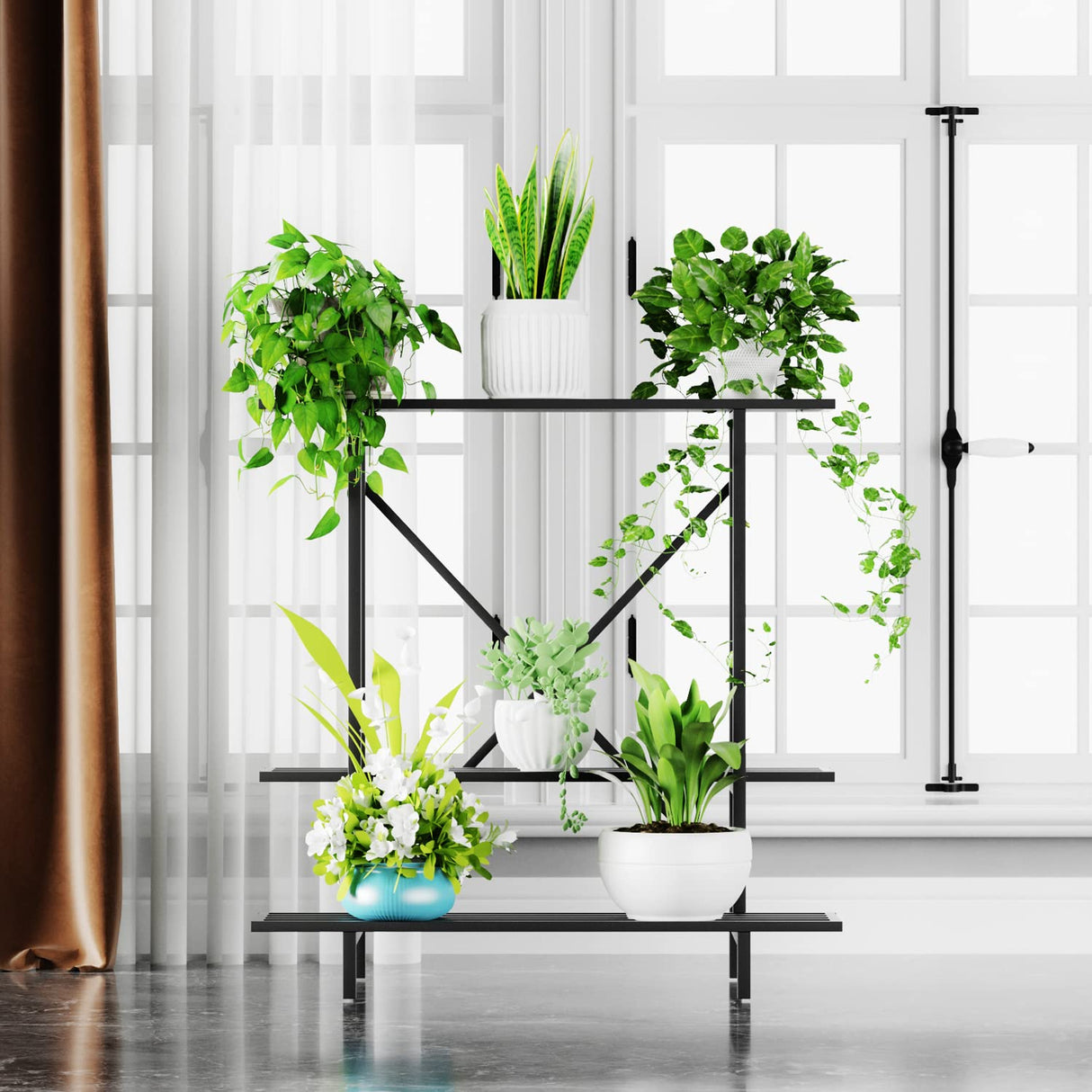 3 Tier Plant Stand Space-Saving Heavy Duty Plant Holder for Balcony, Home, Garden