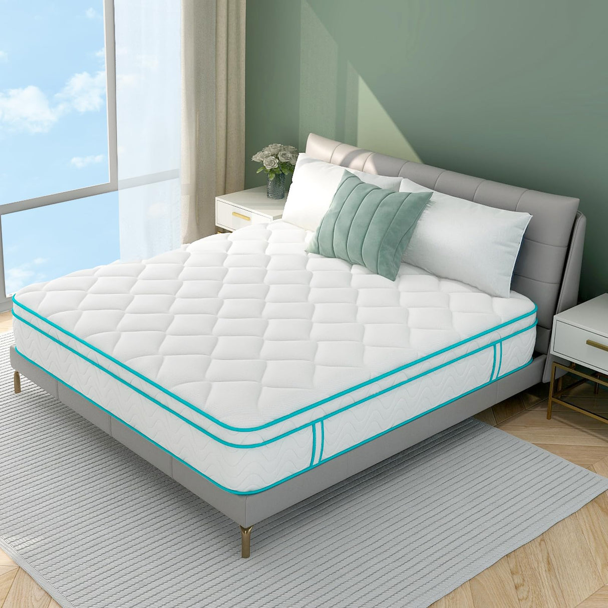 Full Mattress, Medium Firm Hybrid Mattress with Premium Foam and Wrapped Pocket Coils