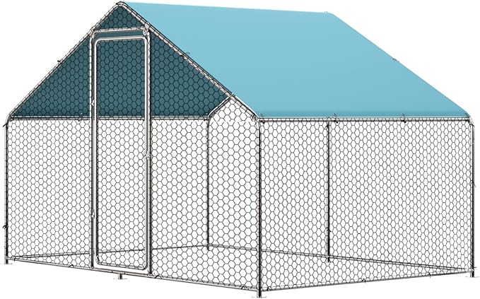 SkyVault Pro Walk-In Chicken Coop with Spire Roof, PVC Mesh & Waterproof Cover