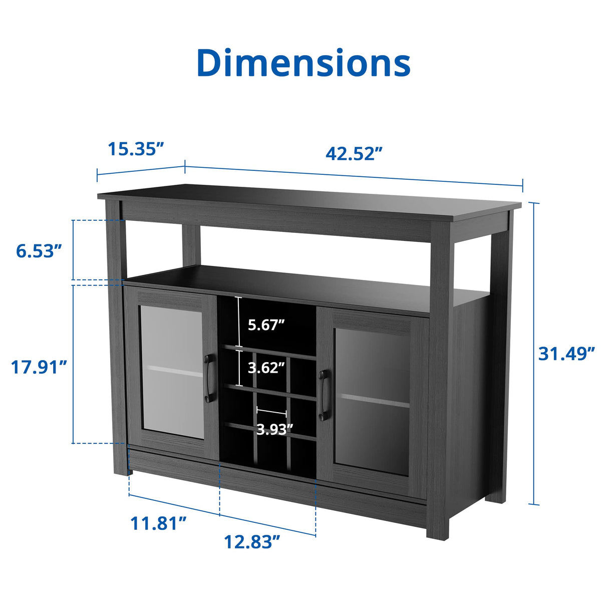 Buffet Sideboard, Freestanding Buffet Storage Cabinet, Wine Liquor Bar Buffet Cabinet