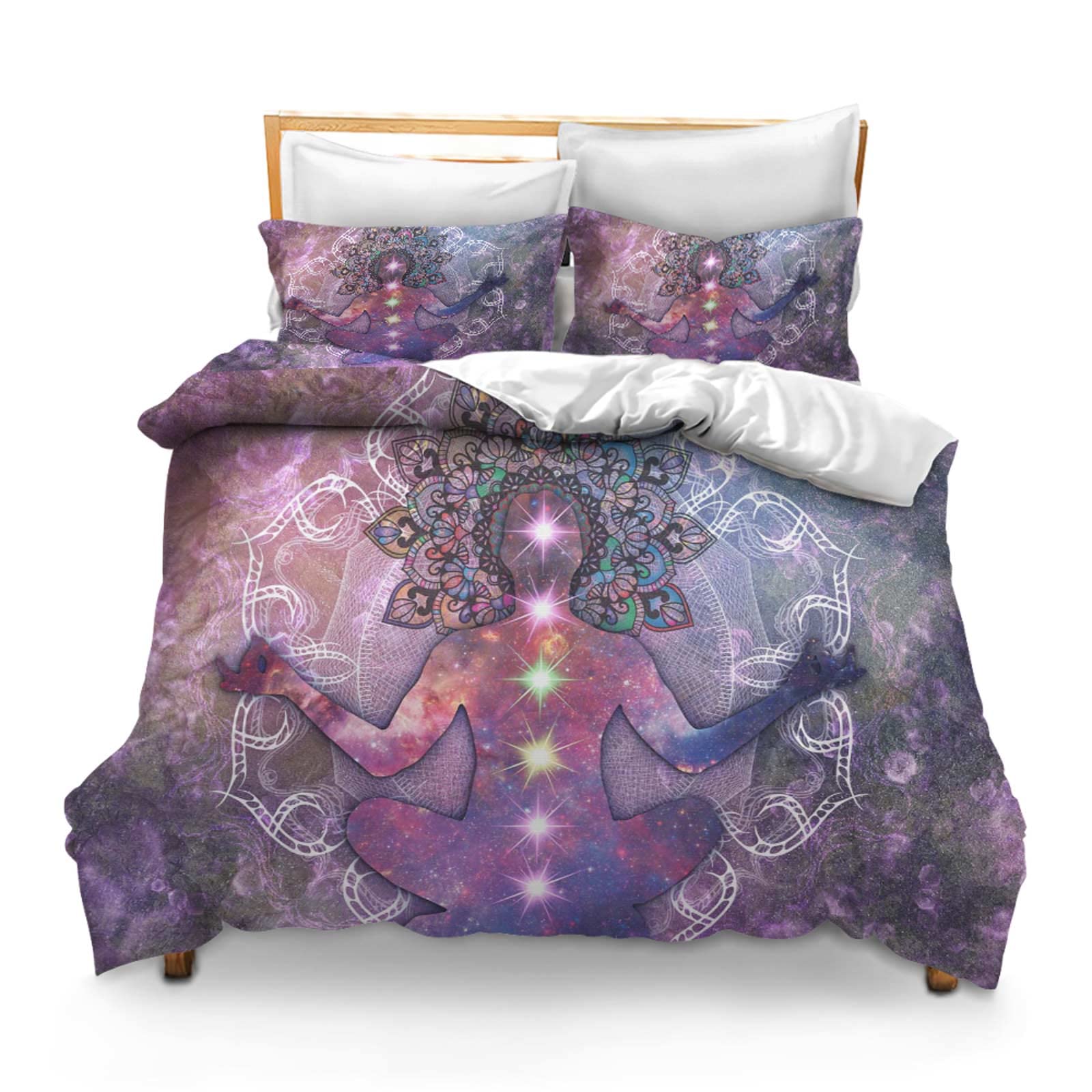 Printed Comforter Cover Set King Size Meditation Spiritual Yoga Zen Spirituality Calm