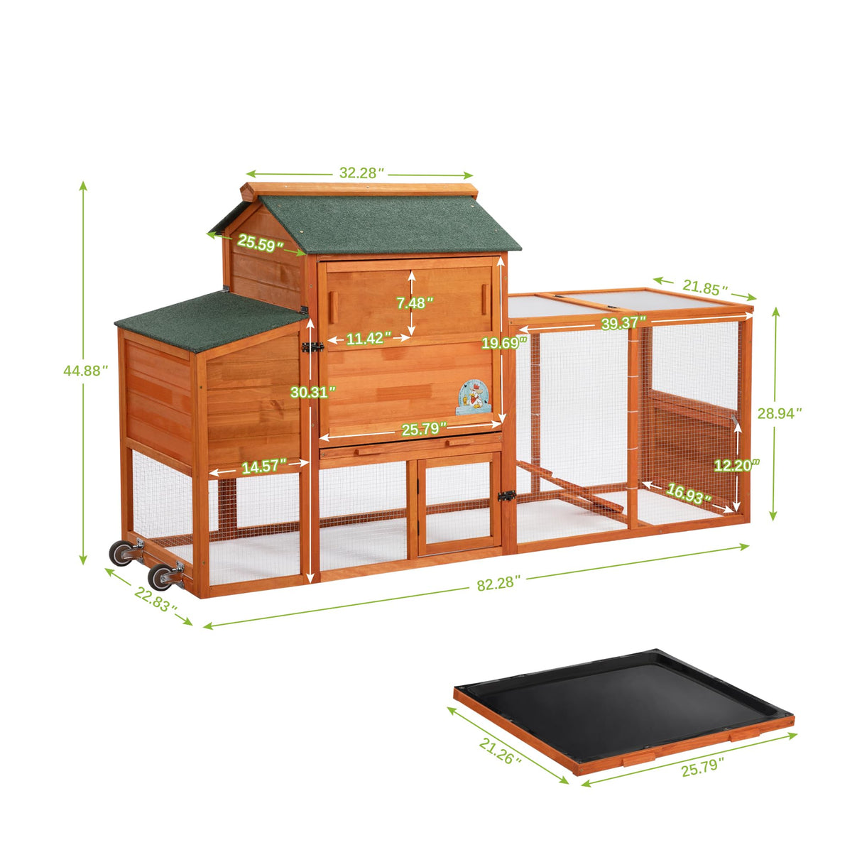 Farmstead Multi-Pet Coop – Pine Wood Chicken, Duck & Rabbit House with Run