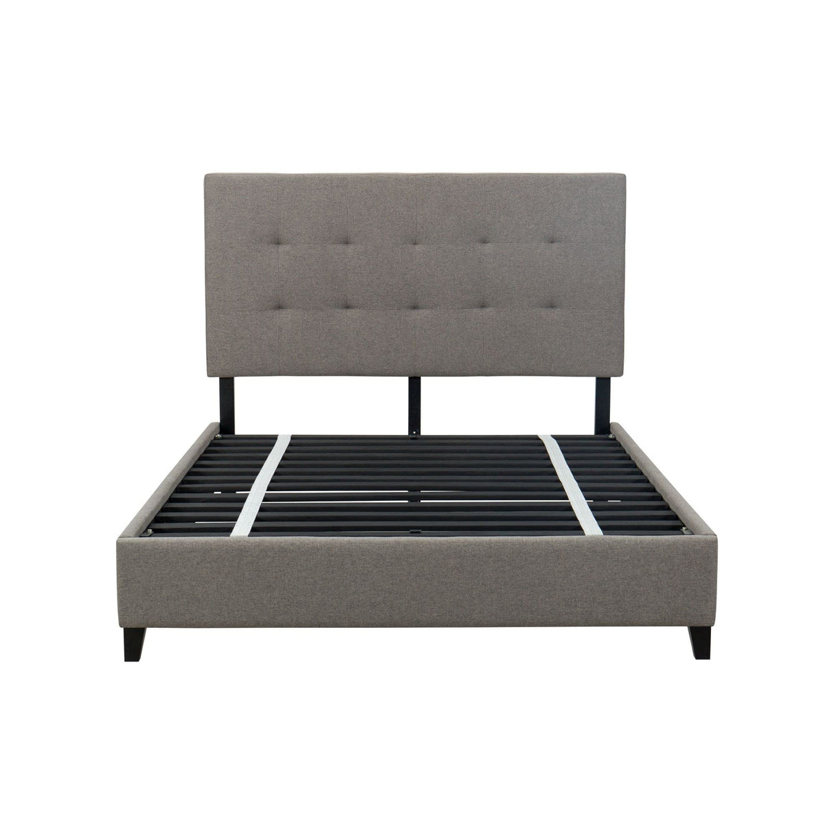 Frame Black Finish Wood Legs Adjustable Height, Tufted Headboard, Perfect Balance