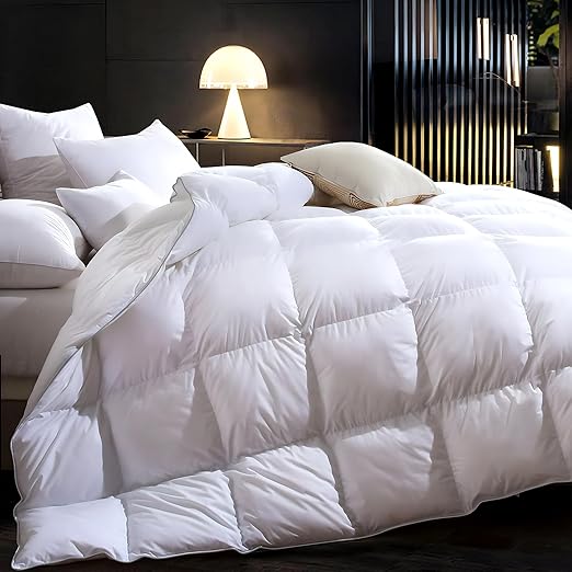 Luxury Oversized King Down Feather Fibers Comforter, Ultra-Soft Cotton Blend