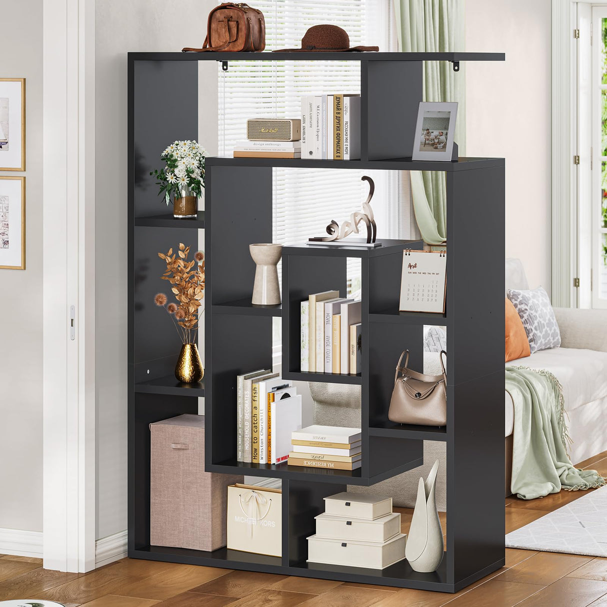 Bookshelf, Bookcase with Open Display Storage Shelves, Display Shelf