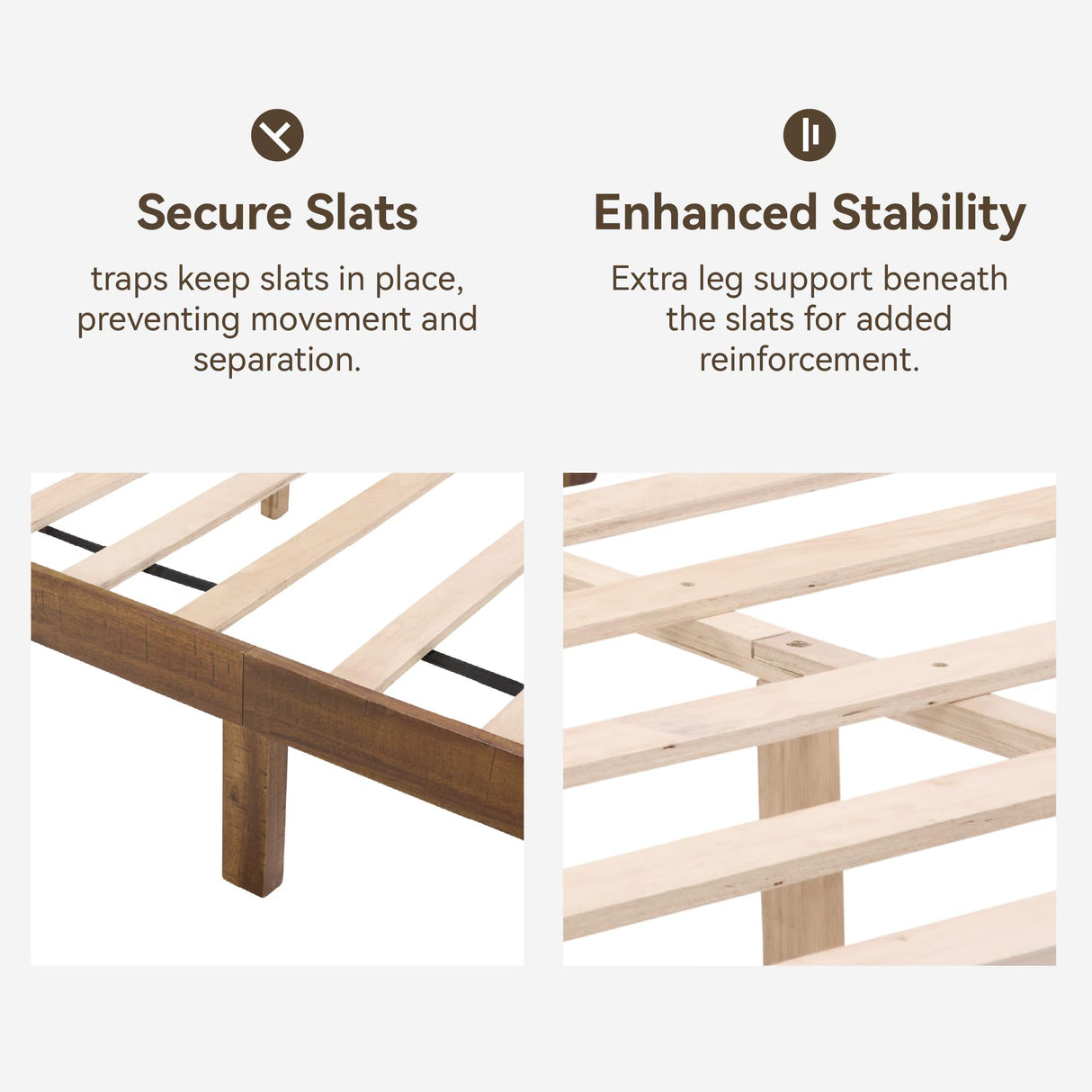 Wood Queen Platform Bed Frame with Headboard