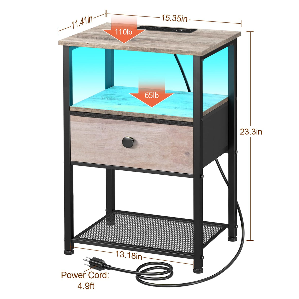 Night Stand Set 2, LED Nightstand