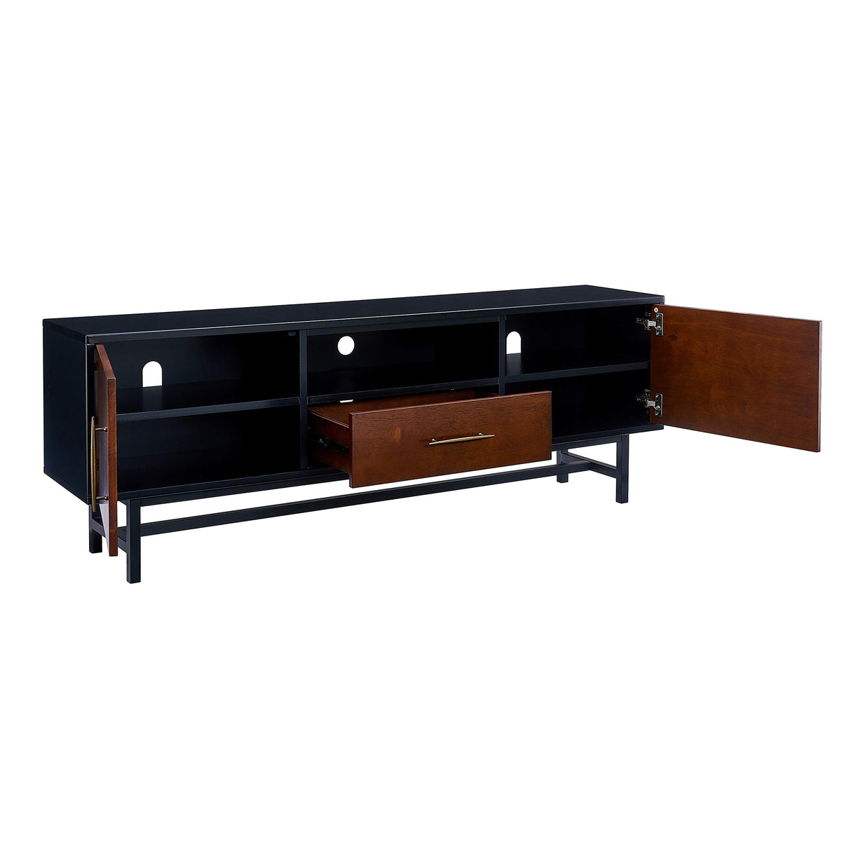 Blynn Midcentury Modern Media Console TV Stand, Black
