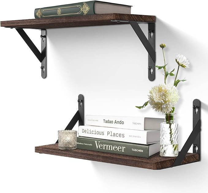 Floating Shelves, Solid Wood Wall Mounted Shelf for Bathroom