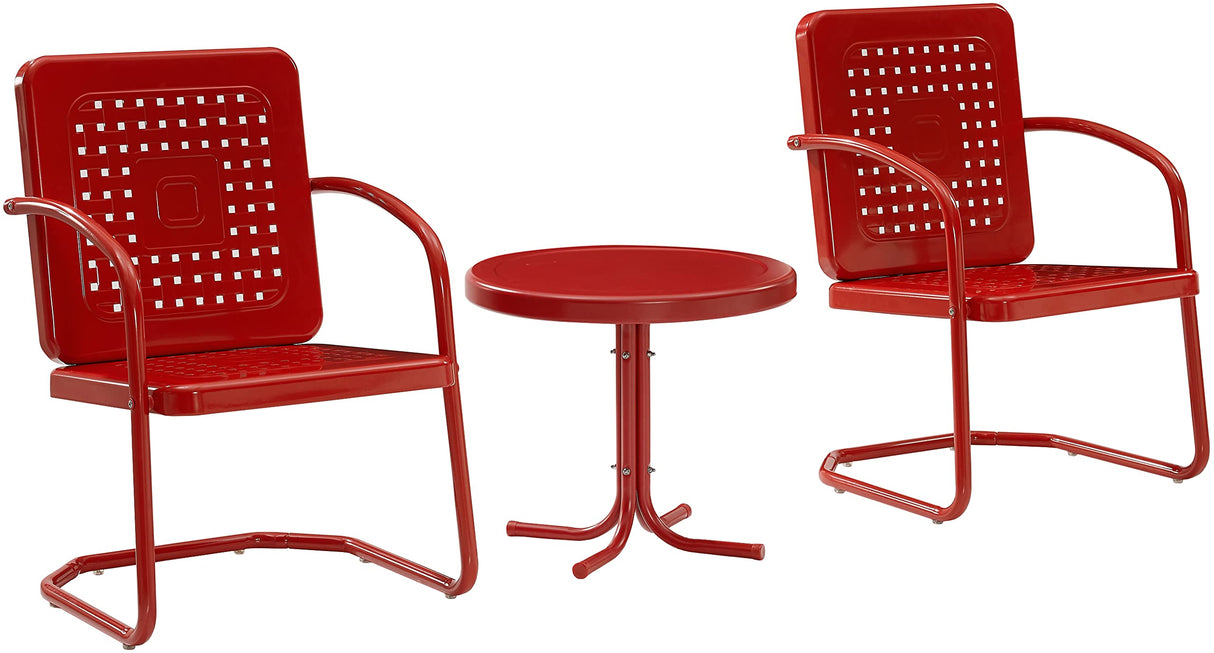 Bates 3-Piece Outdoor Chair and Side Table Set, Retro Metal Bistro Patio Conversation Sets