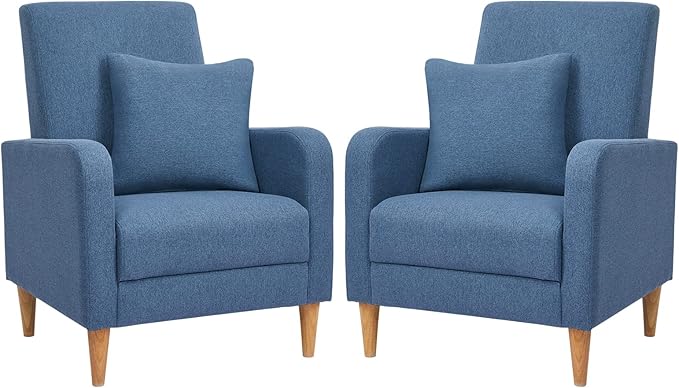 Modern Upholstered Accent Chair Armchair with Pillow, Fabric Reading Living Room