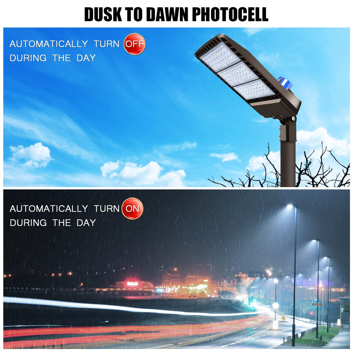 300W LED Parking Lot Light Slip Fitter Mount Dusk to Dawn Outdoor Lighting Exterior