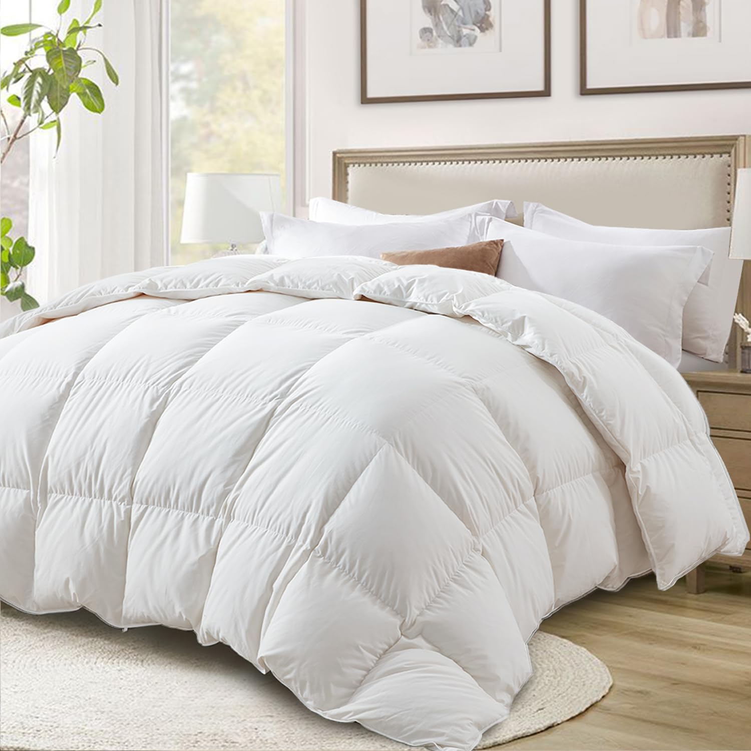 Ultra-Soft Down Feather Comforter Queen Size,Luxurious Fluffy Hotel Collection Duvet Insert