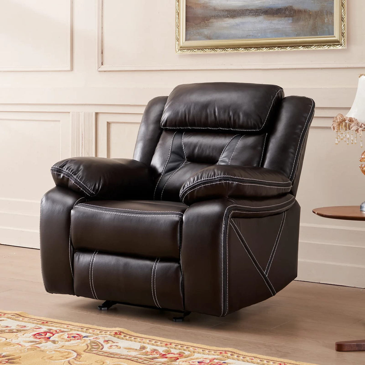 Dazone UltraComfort Faux Leather Recliner Chair – Rocker & Manual Recline