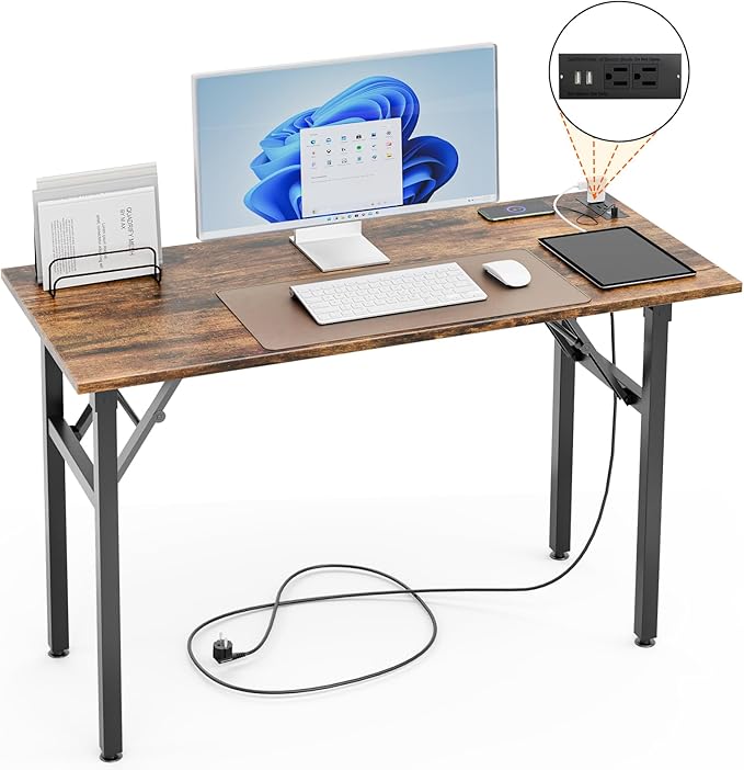 Small Computer Desk Folding Table - 35.8" Foldable Office Desk, No Assembly