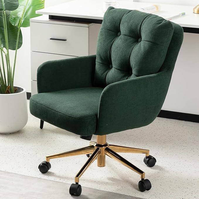 Velvet Office Chair, Comfy Home Office Desk Chairs with Lumbar Support, Modern Velvet