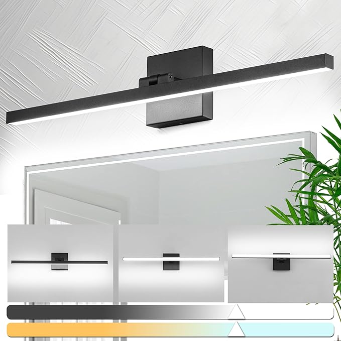 LED Bathroom Vanity Light Bar Black IP44 Bathroom Light Fixtures Over Mirror