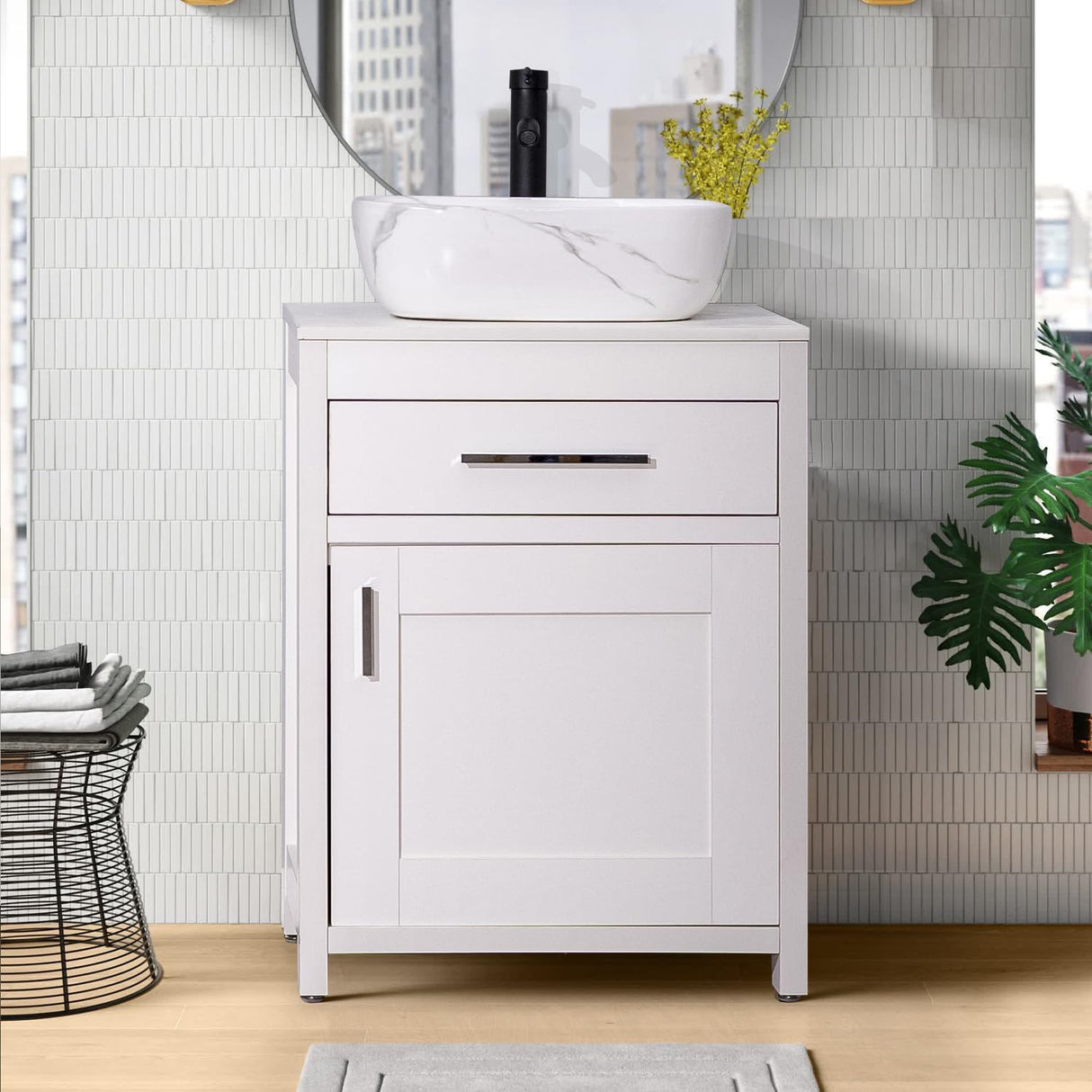 24 Inch Bathroom Vanity White Bathroom Vanity Set with Sink Comboļ¼Modern Bathroom Cabinet