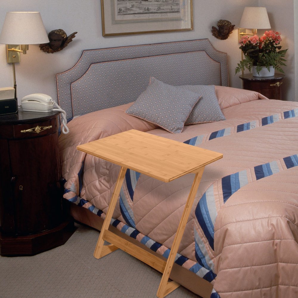 ZenoCraft Z-Shaped Bamboo Modern TV Tray Table