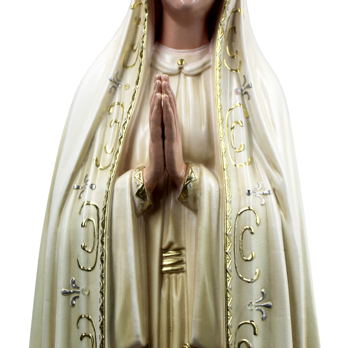 Hand Painted Our Lady of Fatima Statue Religious Figurine Virgin Mary Made in Portugal (Beige, 29.5 Inch)
