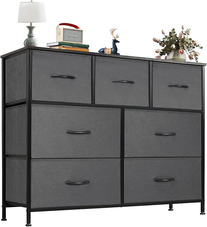 Dresser for Bedroom, 5 Storage Drawers, Wide Fabric Closet Chests Organizer