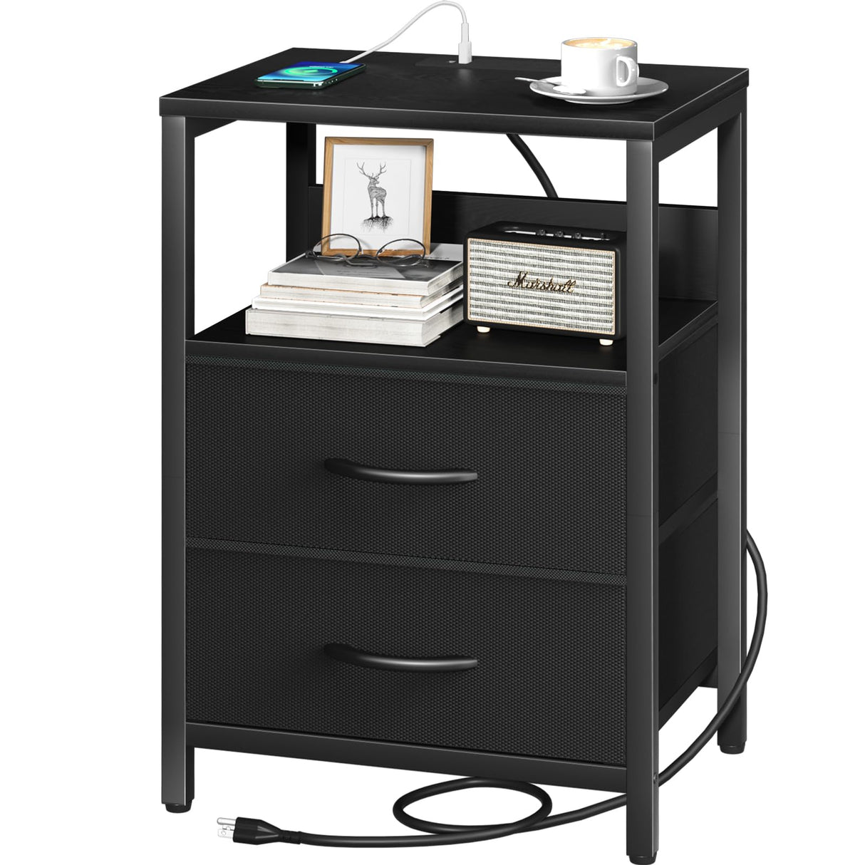Night Stand with Fabric Drawer & Nightstand