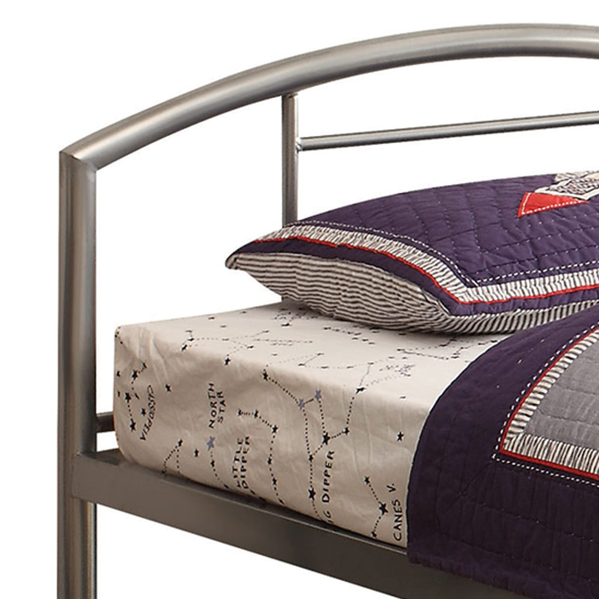 Benjara Benzara Tube Shaped Metal Bed, Silver