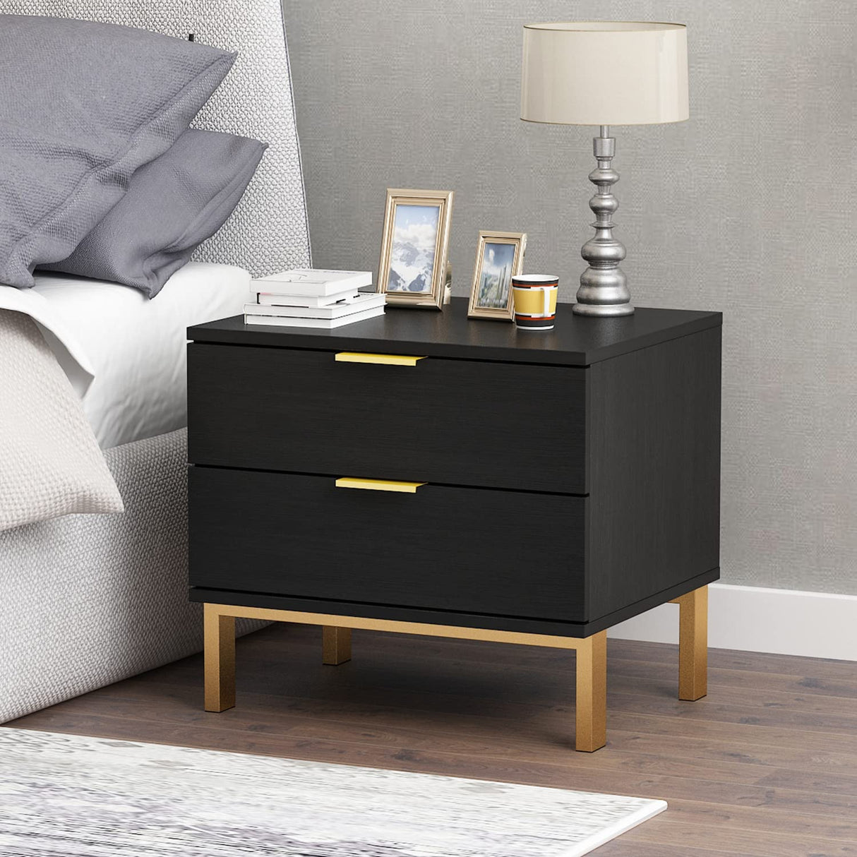 Modern Nightstand with 2 Storage Drawers