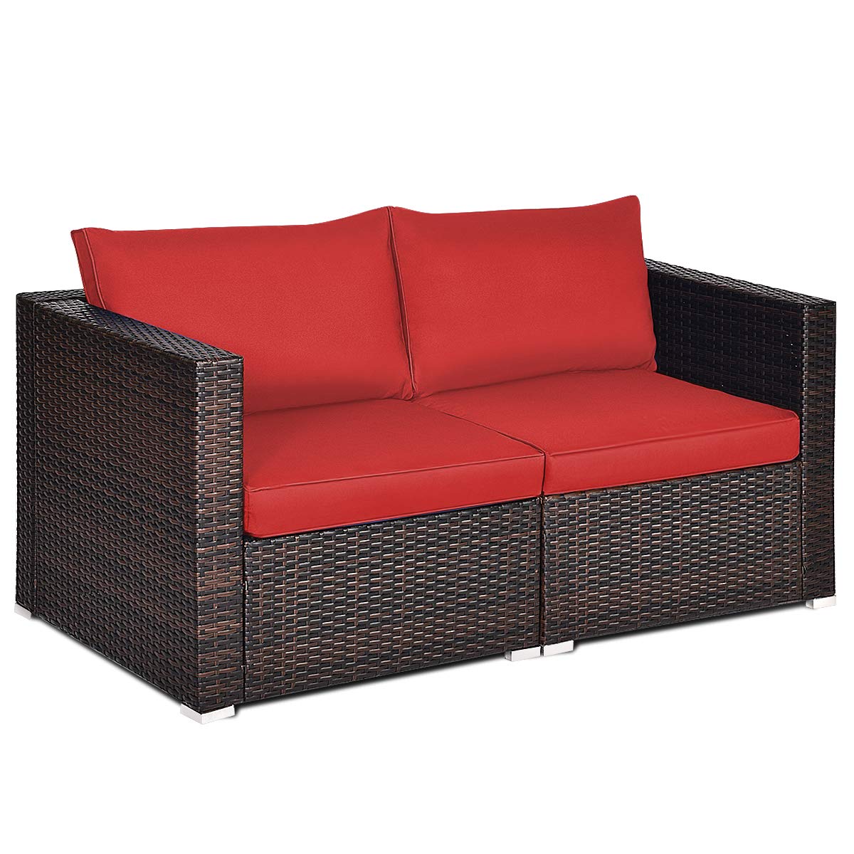 Wicker Loveseat 2 Piece, Patio Furniture Couch with Removable Cushions