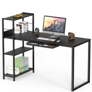 SHW 46-Inch Computer Desk with Adjustable Side Shelf and Drawer, 24" Deep, Black