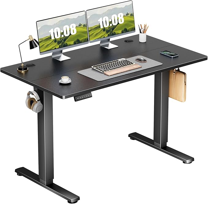 Adjustable Height, 63inch Electric Sit Stand up Desk for Home Office, Modern Rising Work Table for Computer Laptop, Lift Gaming Desk Sturdy Ergonomic Workstation, Rust Brown