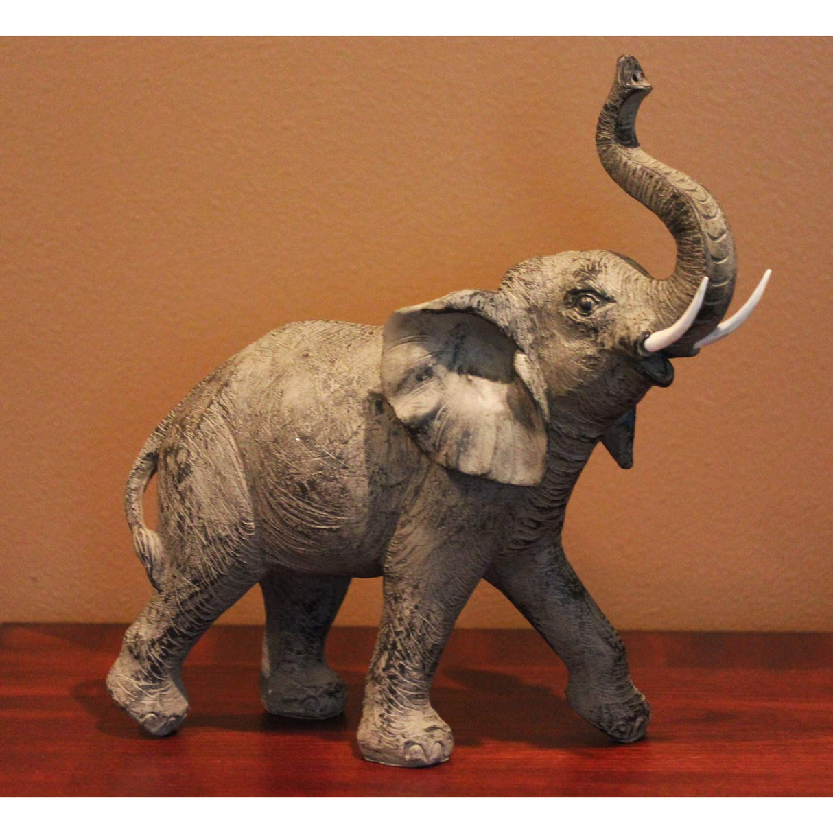 Seraphic Large 13" African Elephant Statue Gifts for Women, Big Elephant Decor Scuplture with Trunk Up for Home Decor