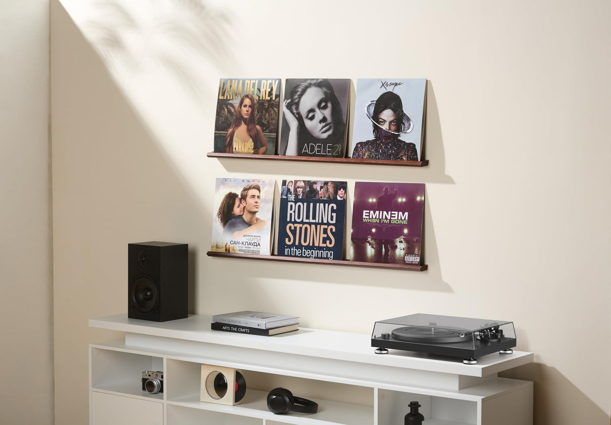 Set of 2 Full Length Vinyl Shelves for 3 Records Each Shelf (39.6 Inch Length) with Groove