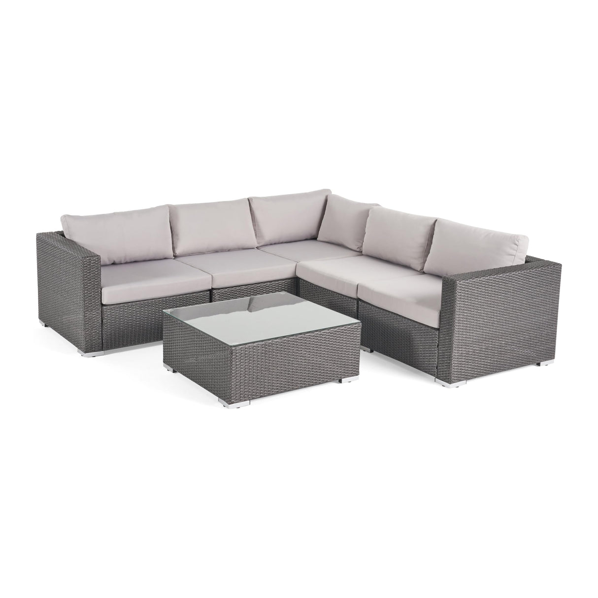 Santa Rosa Outdoor Wicker 5 Seater Sectional Conversation Set with Aluminum Frame and Water Resistant Cushions