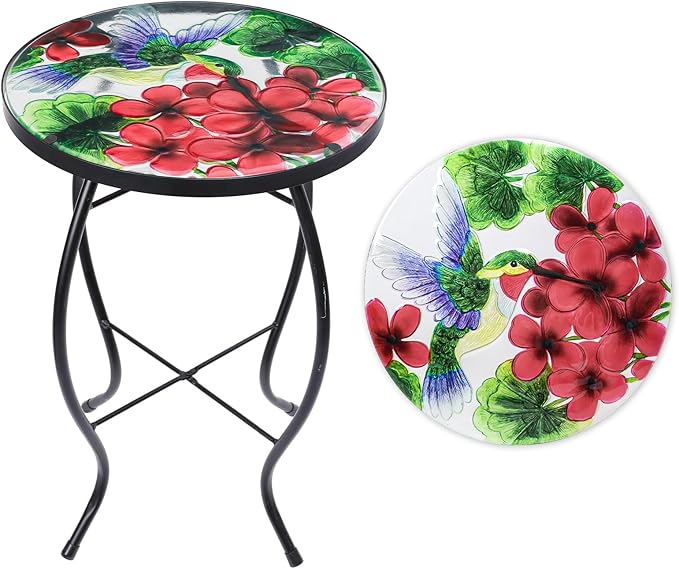 Patio Side Table Outdoor Accent Table Small Mosaic Table Coffee Table End Table